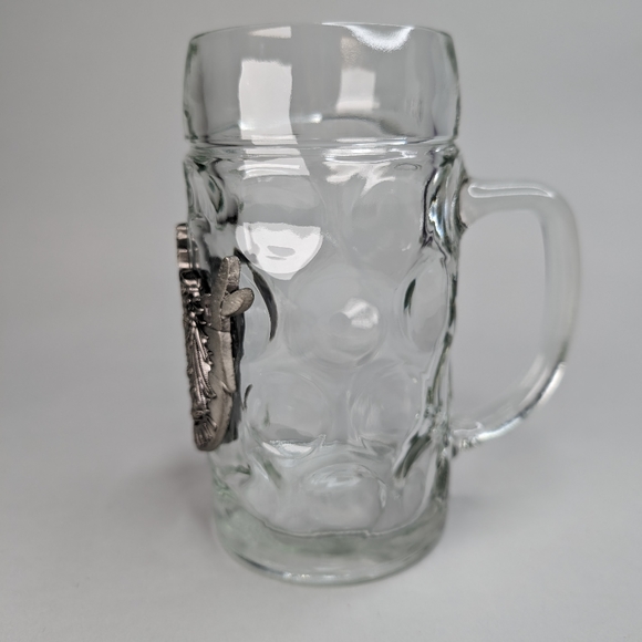 German Stein Glass .5L with Deutchland Eagle Medallion - Picture 7 of 11